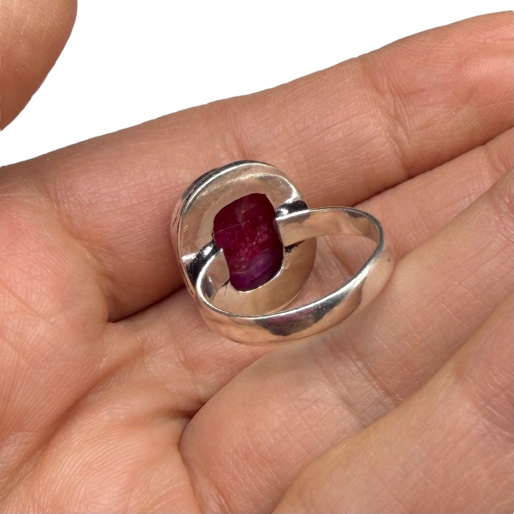 Ruby Ring 925 Sterling Silver Overlay Size 6 - image 6
